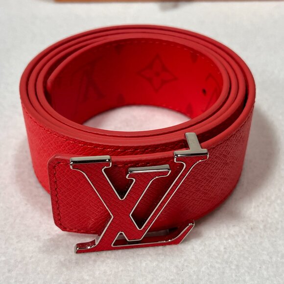 Louis Vuitton Red LV Initiales Belt Silver Buckle 40 With Box Duster Bag - Picture 2 of 16